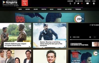 A screenshot of a Bollywood blog.